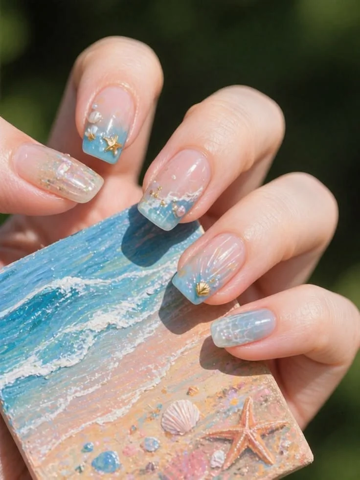 màu nail đi biển