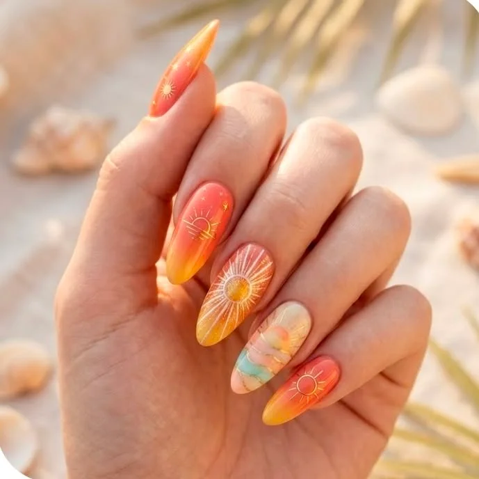 màu nail đi biển